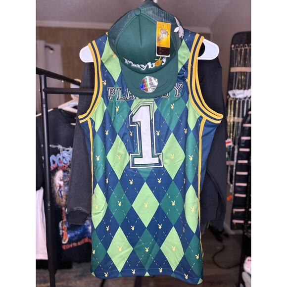 SZ L - Playboy Basketball Jersey & OS Trucker Hat By HeadGear, new w/ tags - Picture 2 of 2